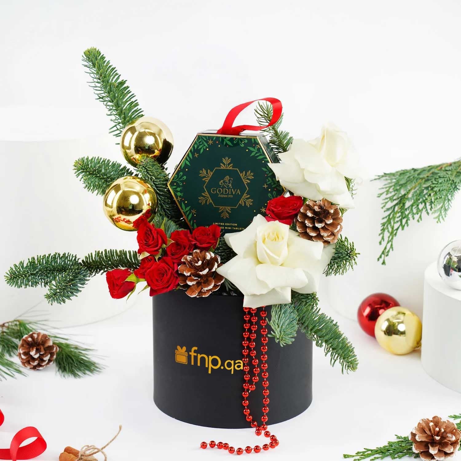 Season's Greeting Godiva n Flowers Box