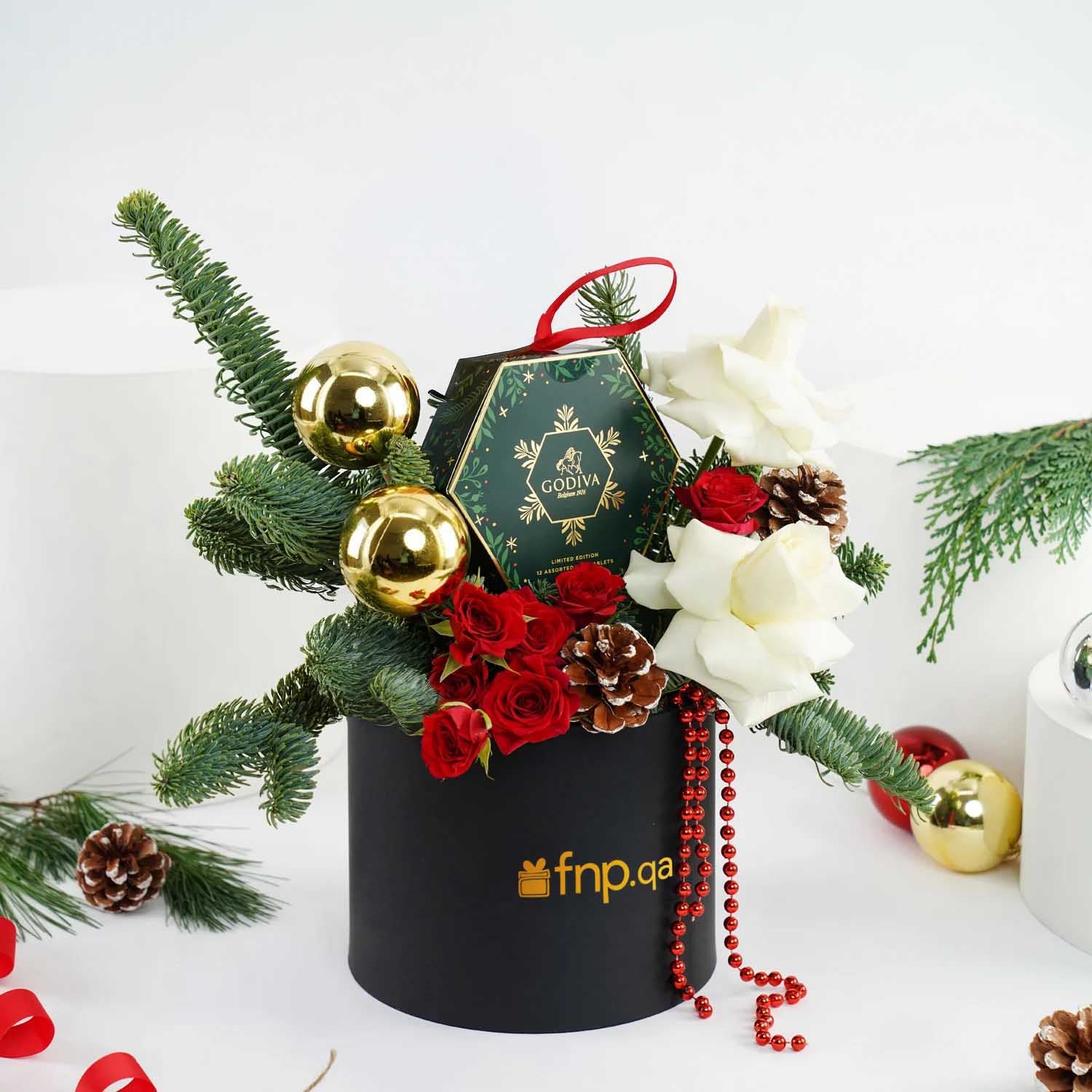 Season's Greeting Godiva n Flowers Box