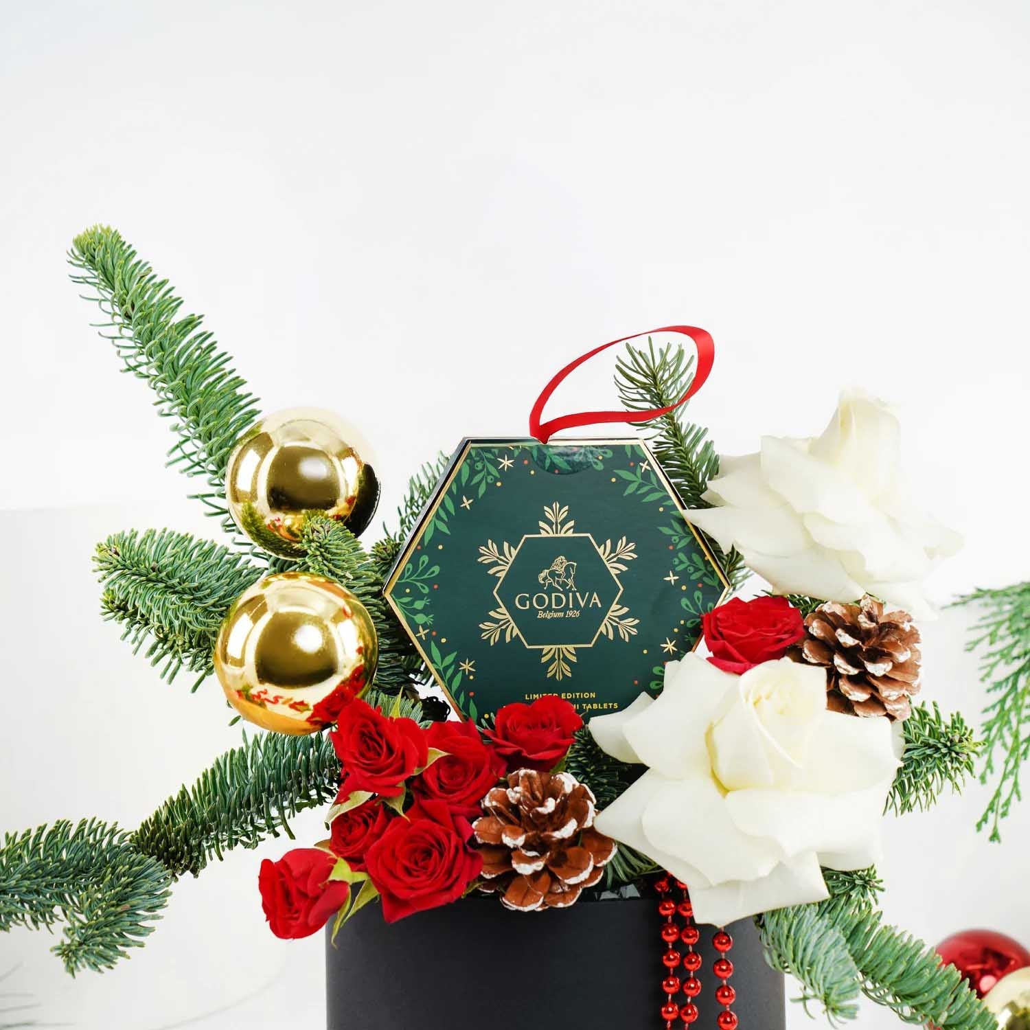 Season's Greeting Godiva n Flowers Box