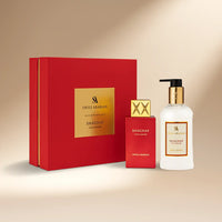 رومانسية أبدية: باقة ورود وردية وحمراء مع طقم هدية شغف عود أحمر