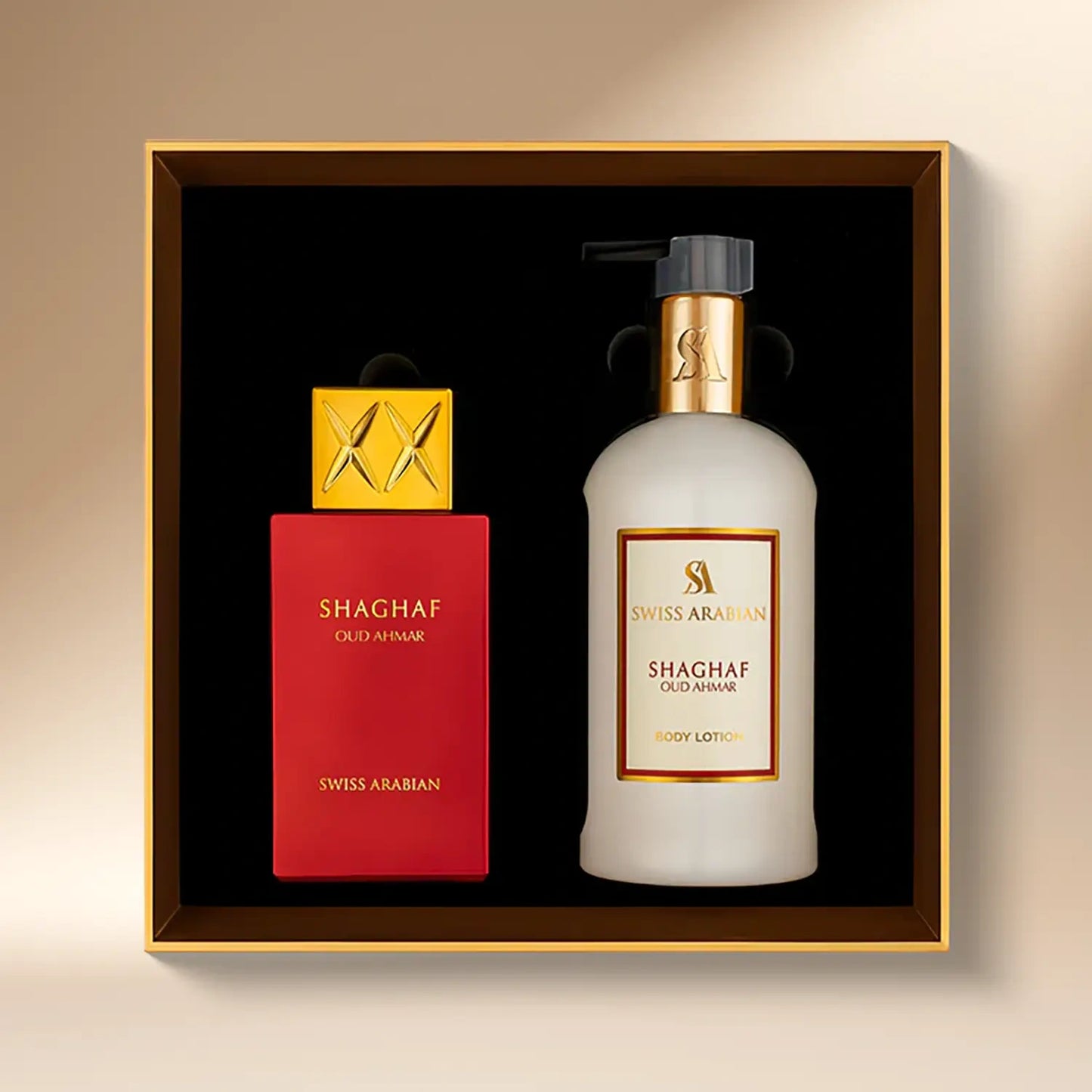 رومانسية أبدية: باقة ورود وردية وحمراء مع طقم هدية شغف عود أحمر