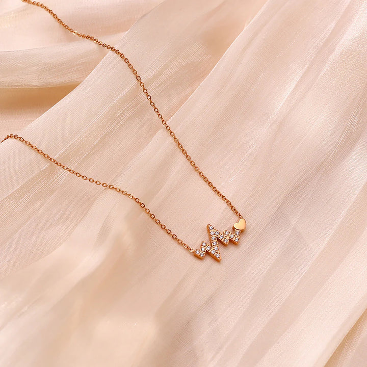 Exquisite Signature Heartbeat of Love Necklace with Crystals