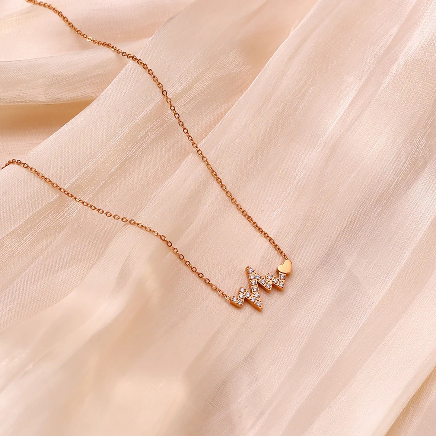 Exquisite Signature Heartbeat of Love Necklace with Crystals