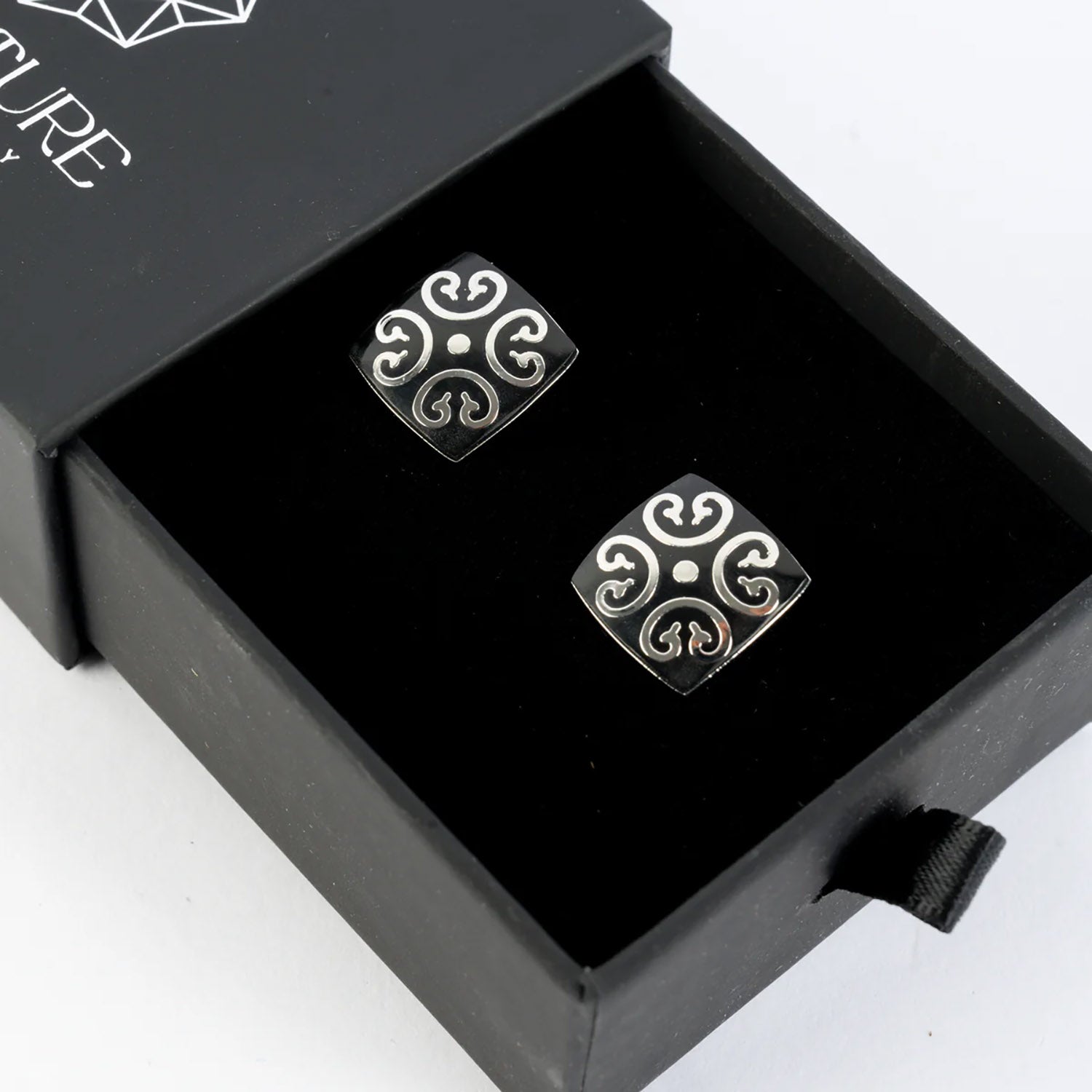 Signature Jewelry Black Enamel Swirl Cufflinks