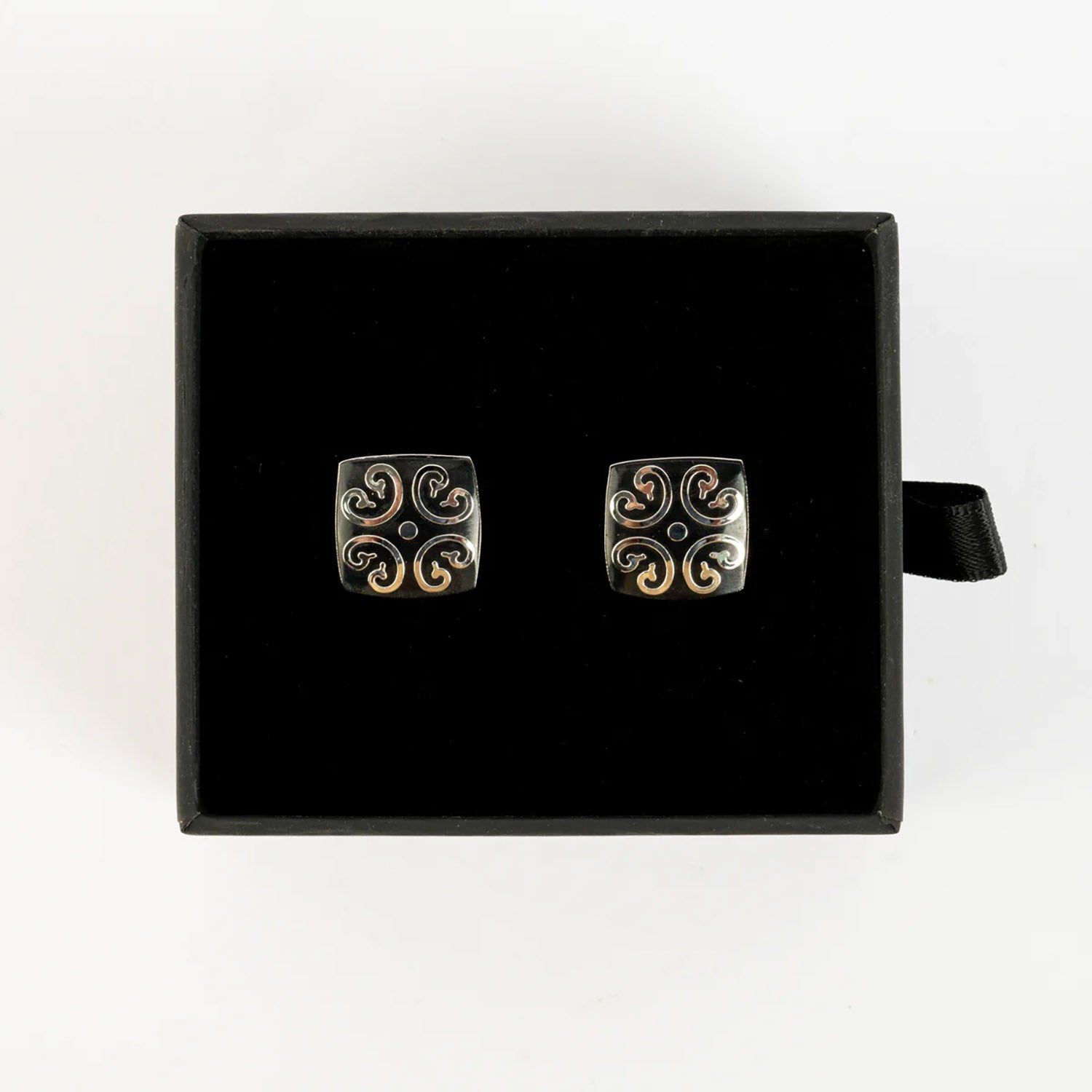 Signature Jewelry Black Enamel Swirl Cufflinks