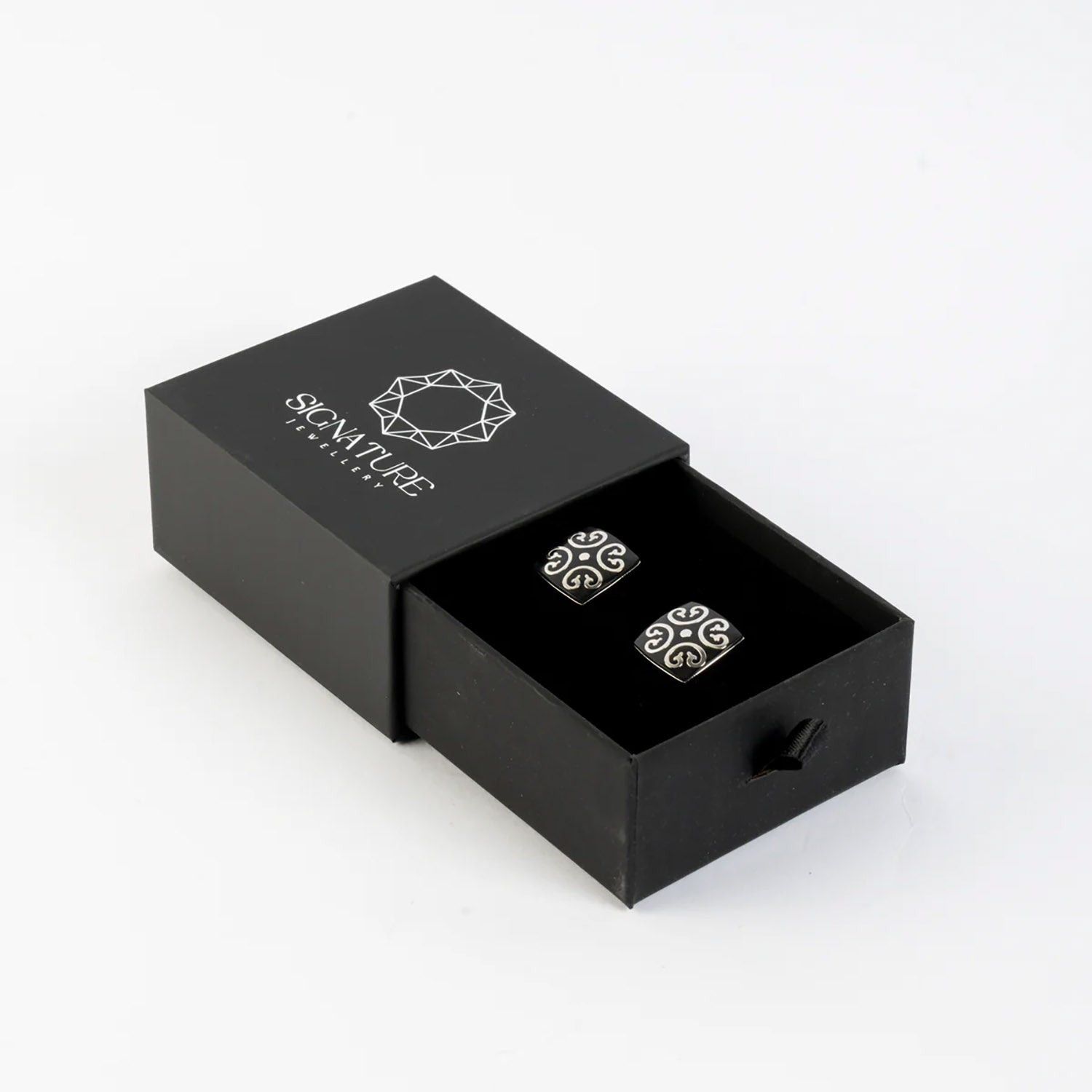 Signature Jewelry Black Enamel Swirl Cufflinks