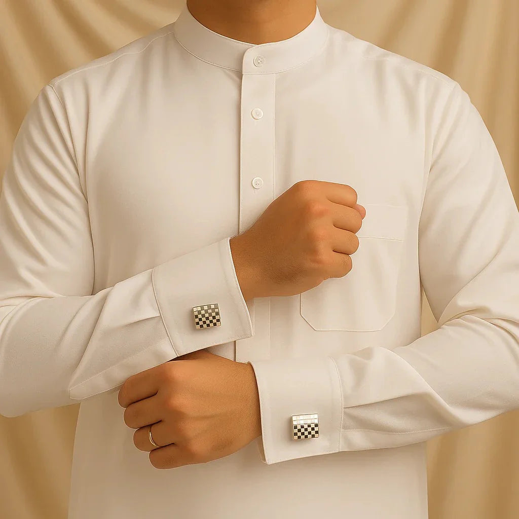 Luxurious Signature Jewelry Checkered Cufflinks for Men
