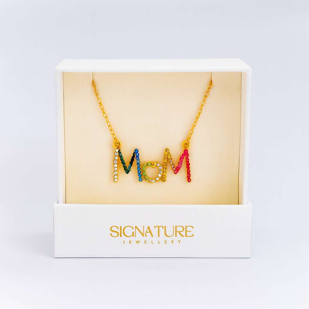 Signature 'MOM' Necklace with Infinity Rose Dome Gift Set