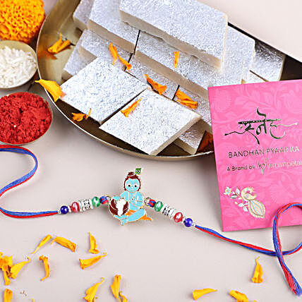 Sneh Bal Krishna Kids Rakhi with Kaju Katli
