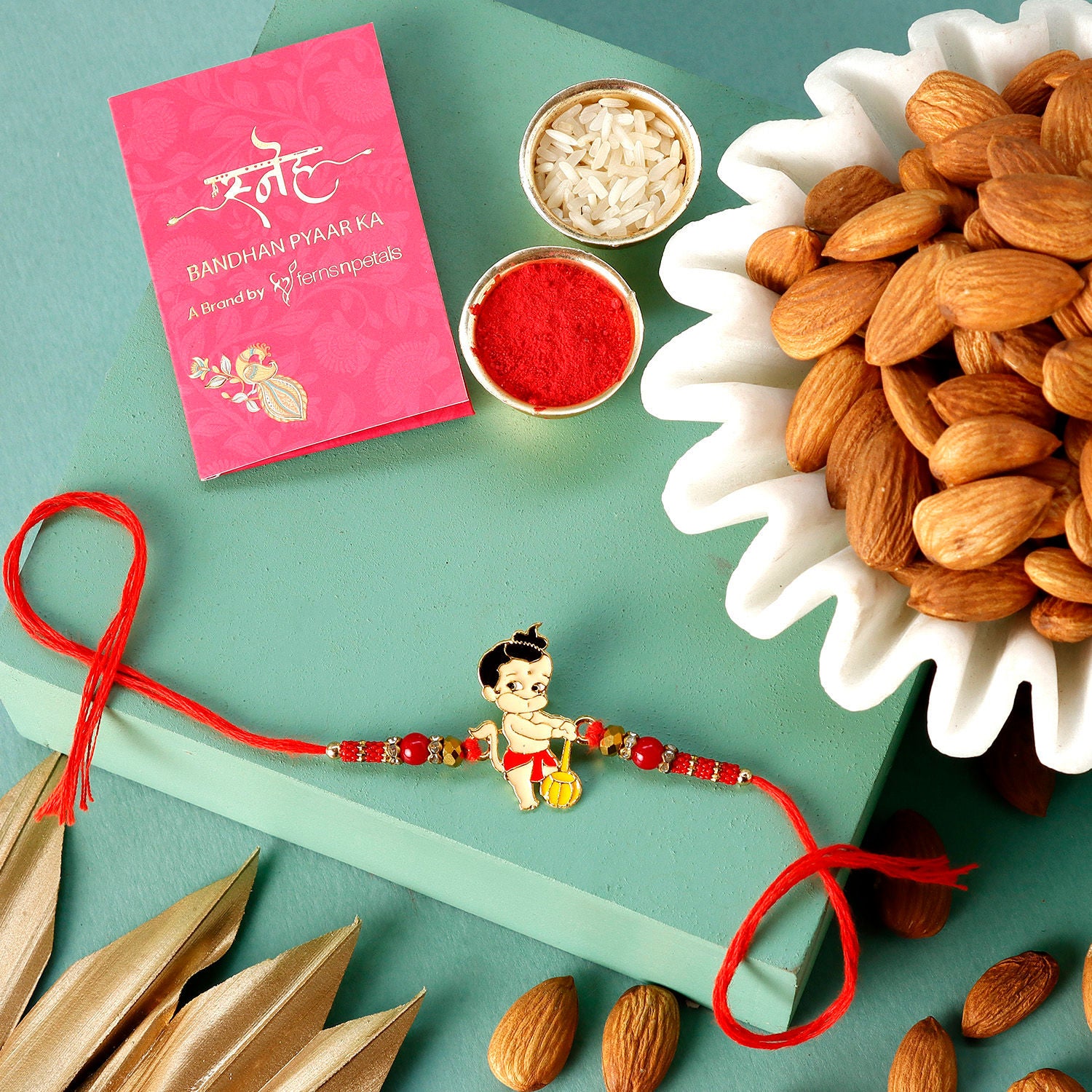 Sneh Holy Bal Hanuman Kids Rakhi & Almonds
