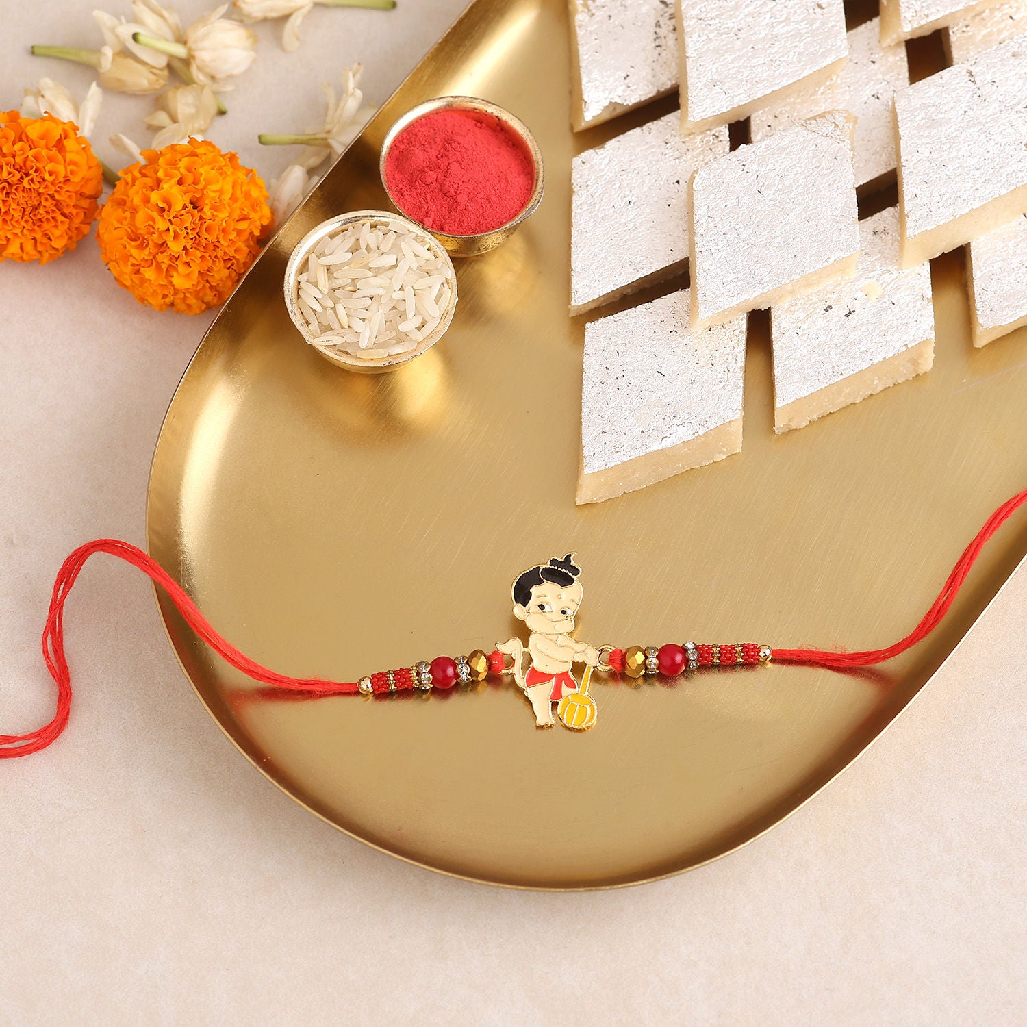 Sneh Holy Bal Hanuman Kids Rakhi & Kaju Katli