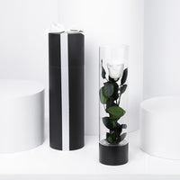 Exquisite Luxury White Forever Rose in an Elegant Glass Vase