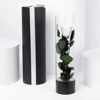Exquisite Luxury White Forever Rose in an Elegant Glass Vase