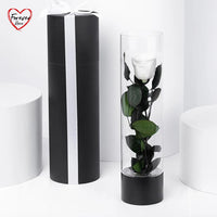 Exquisite Luxury White Forever Rose in an Elegant Glass Vase