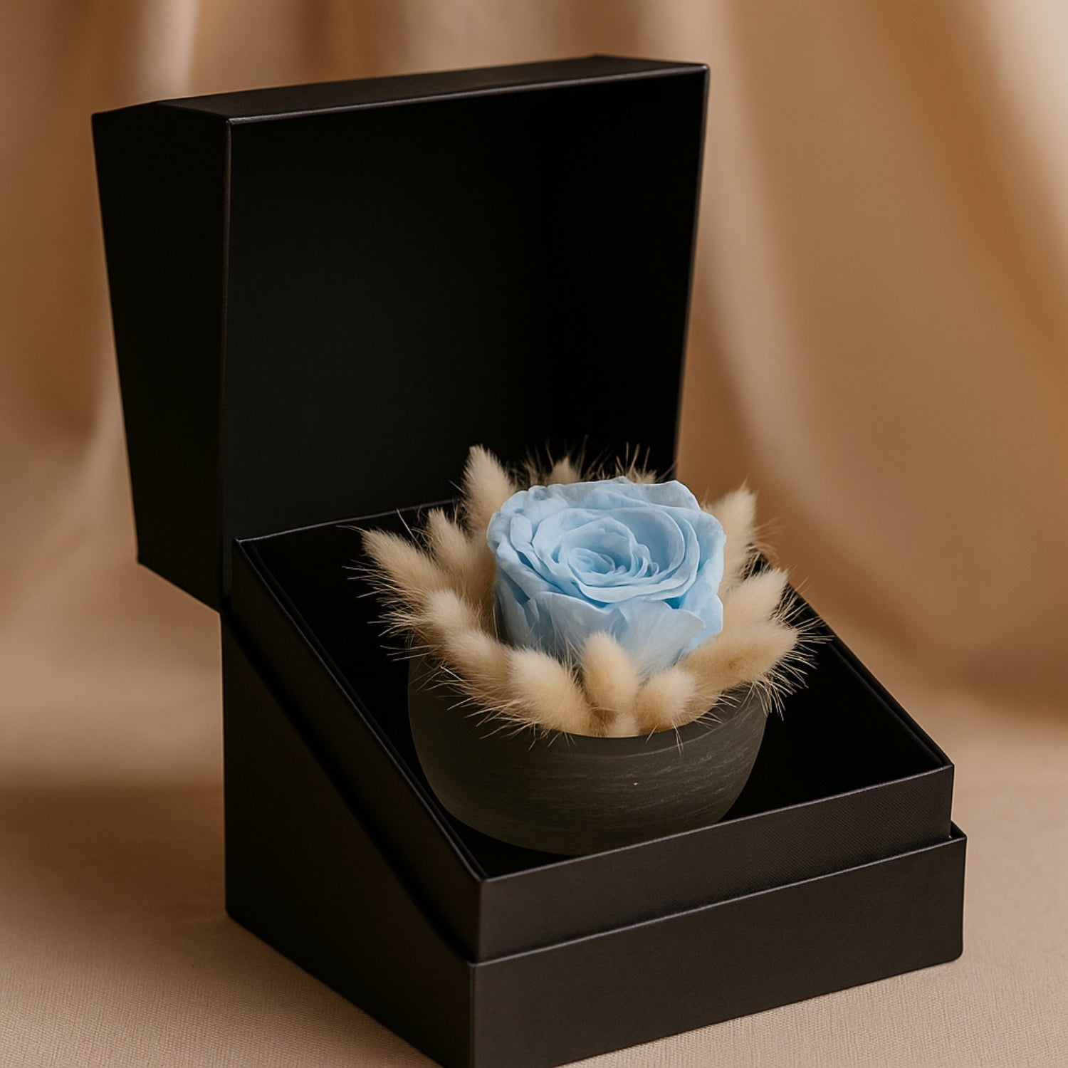 Buy Elegant Soft Blue Rose in Luxury Black Box Online in Qatar - FNP QA