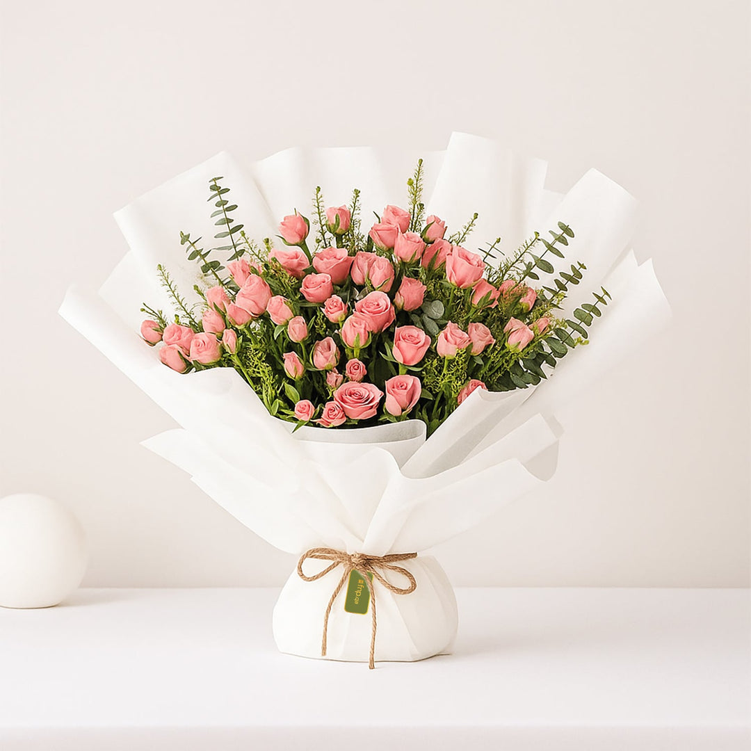 Soft Garden Symphony: Elegant Pink Rose Bouquet