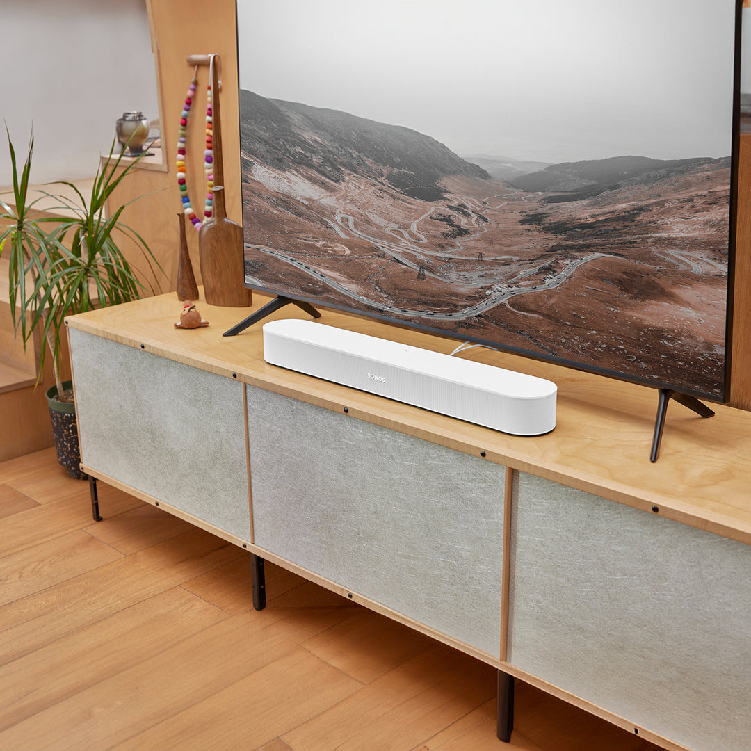 سونو بيام (الجيل الثاني) مكبر صوت ذكي مع دولبي أتموس - أبيض | تجربة صوت ثلاثية الأبعاد غامرة