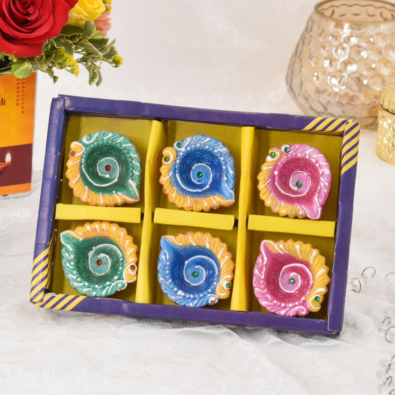 Sparks of Joy Deepavali Flower Arrangement and Diyas