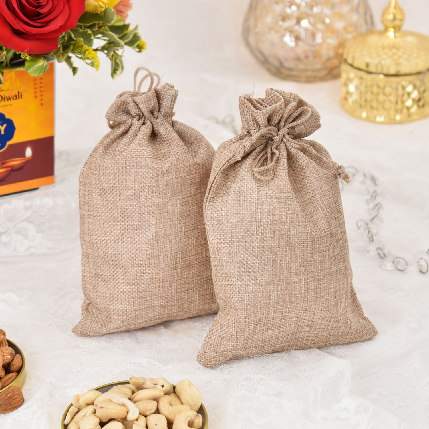 Sparks of Joy Deepavali Flower Arrangement and Nuts