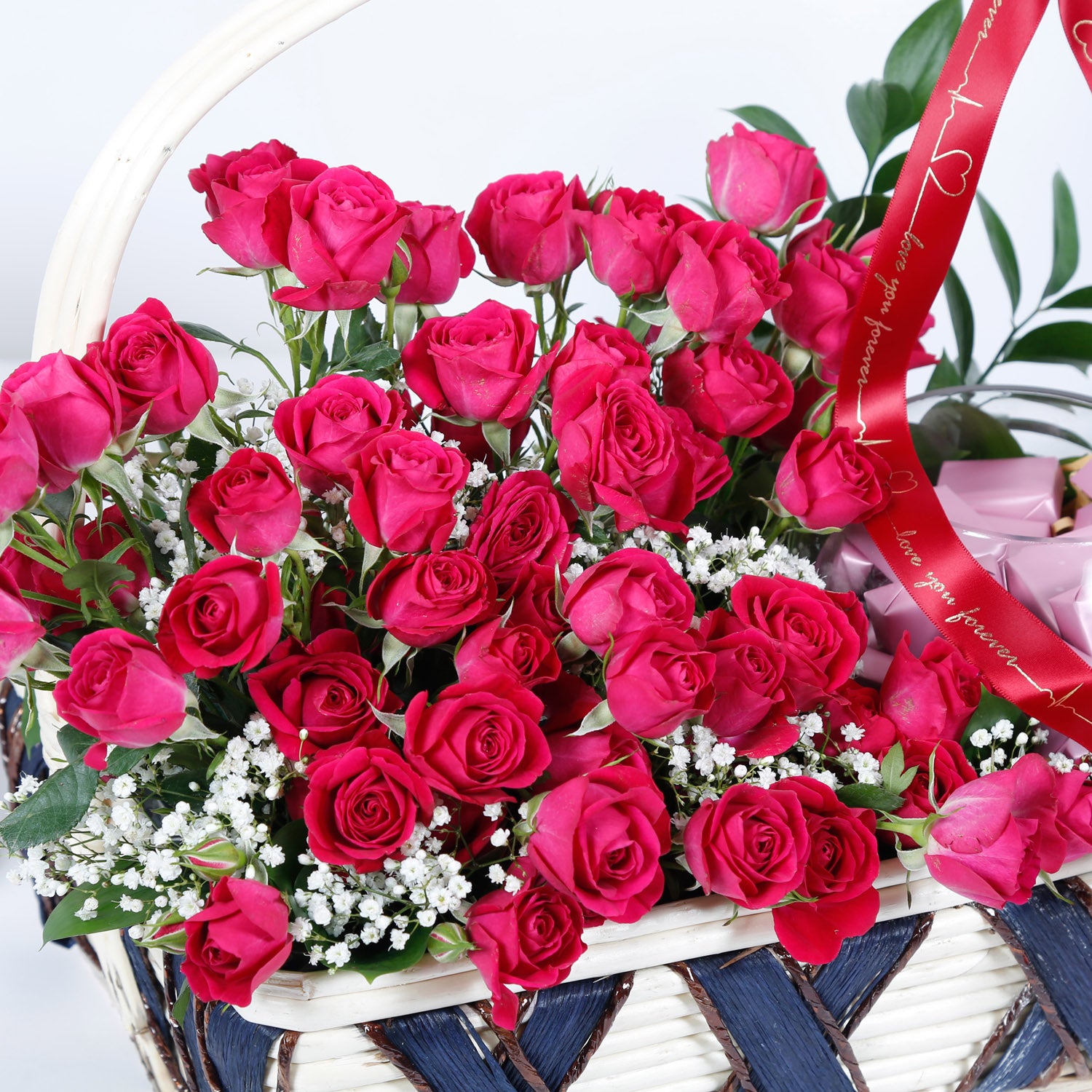 Spray Roses & Chocolates Basket Arrangement