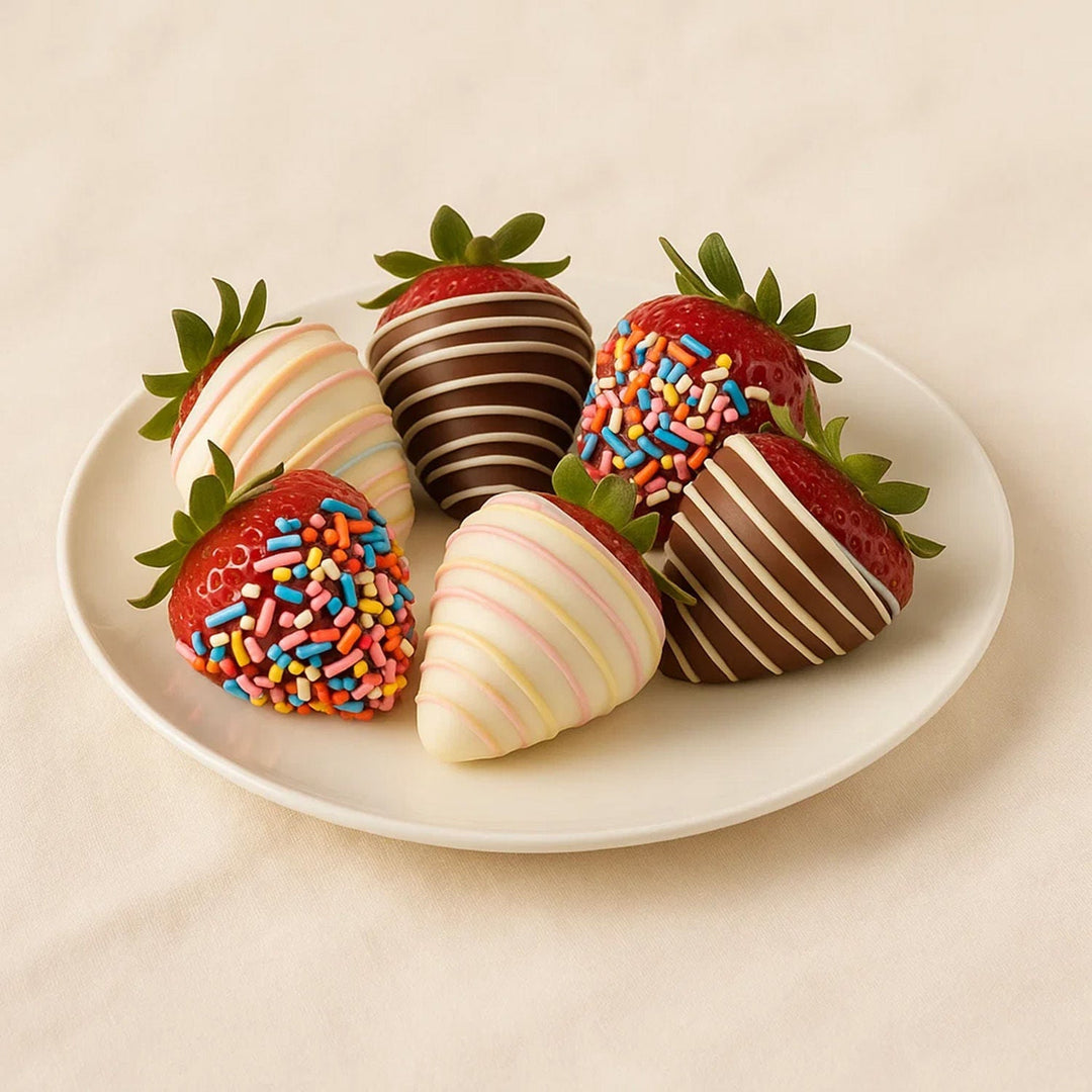 Gourmet Chocolate-Covered Strawberries with Sprinkles - Perfect Gift Set of 6