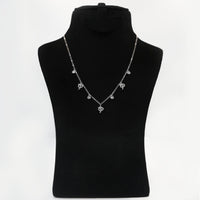 Elegant Sterling Silver Necklace with Arabic Letter ه and Crystal Accents
