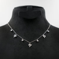 Elegant Sterling Silver Necklace with Arabic Letter ه and Crystal Accents