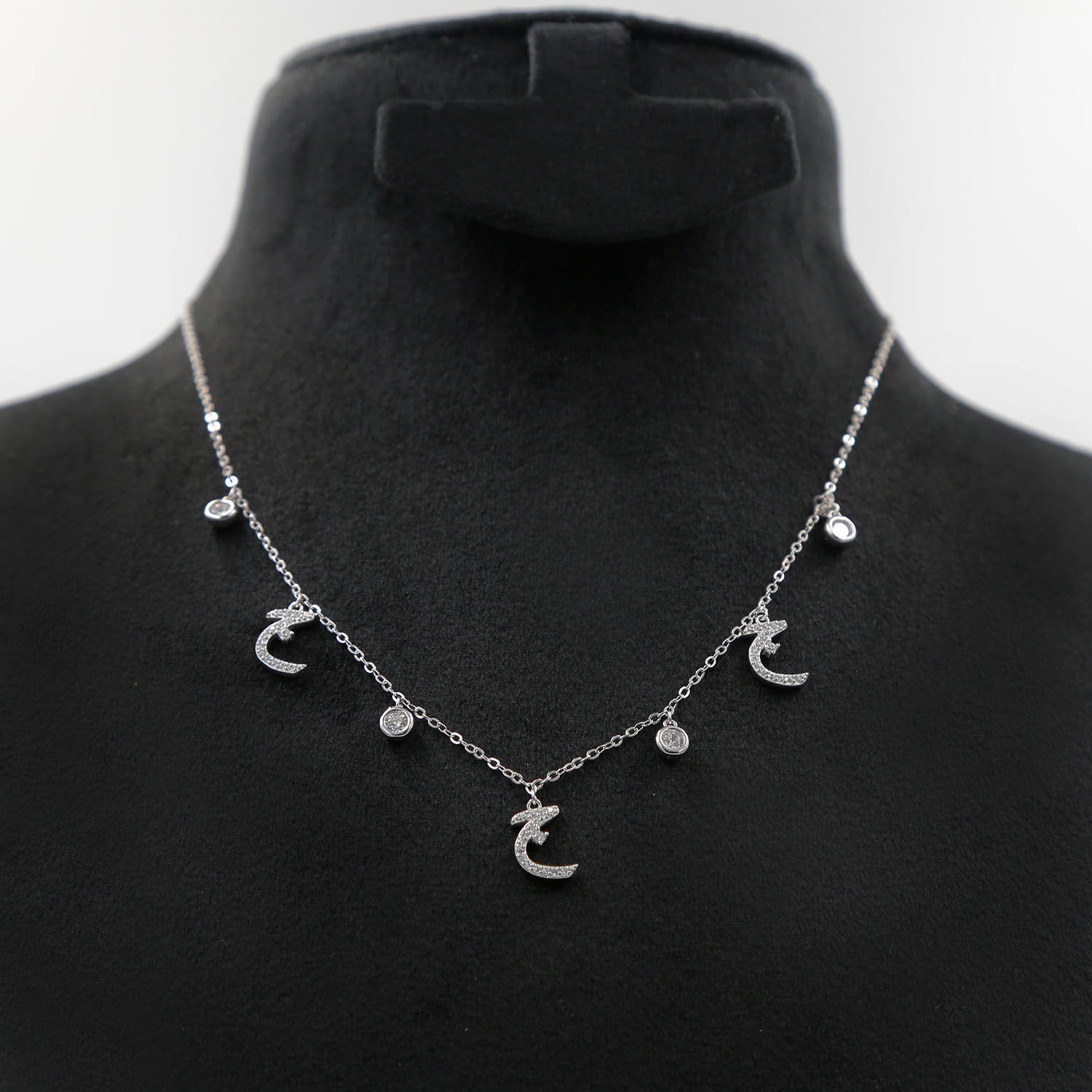 Sterling Silver Necklace Arabic Letter J