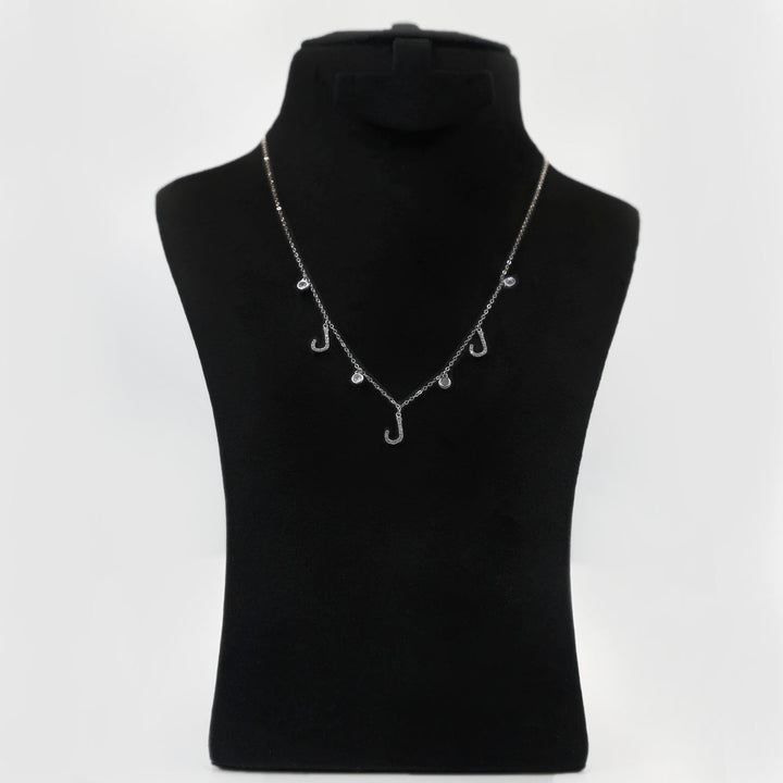Elegant Sterling Silver Necklace with Arabic Letter 'L' Design