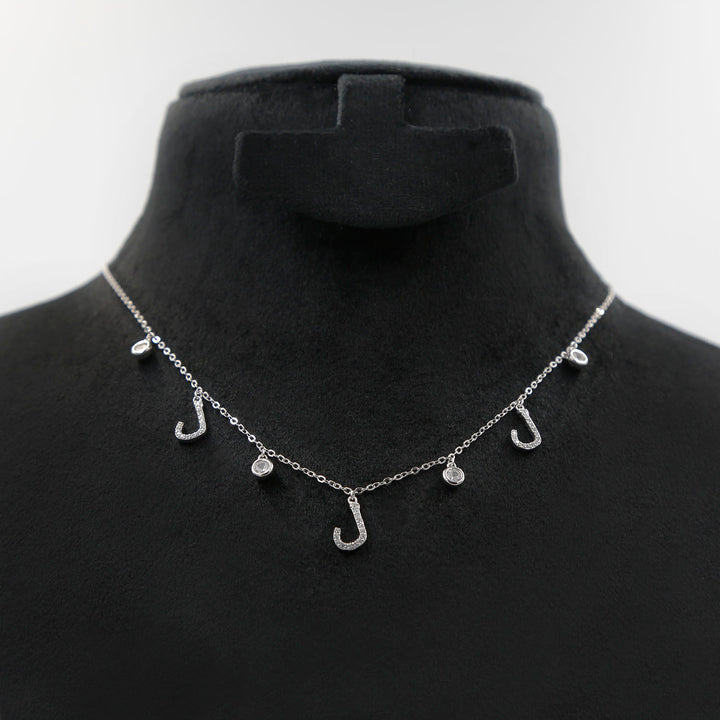 Elegant Sterling Silver Necklace with Arabic Letter 'L' Design