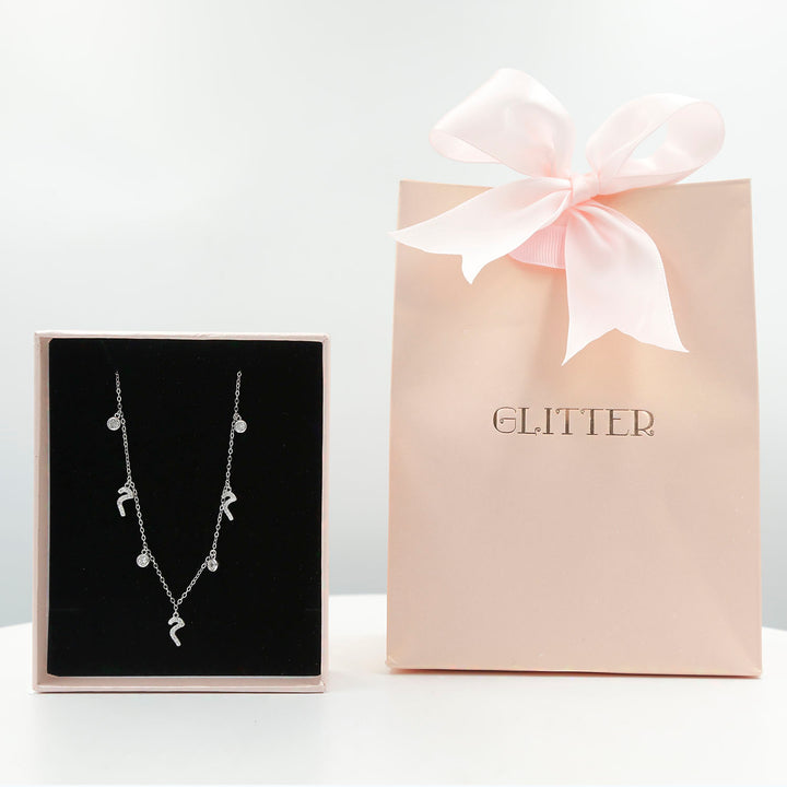 Elegant Sterling Silver Necklace with Arabic Letter 'M' by Glitter