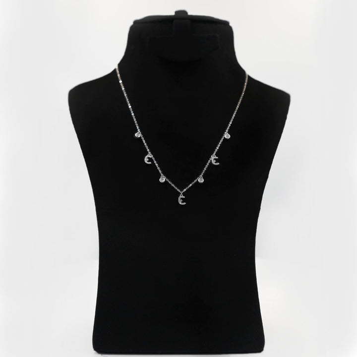 Elegant Sterling Silver Necklace with Arabic Letter ن - Glitter Collection