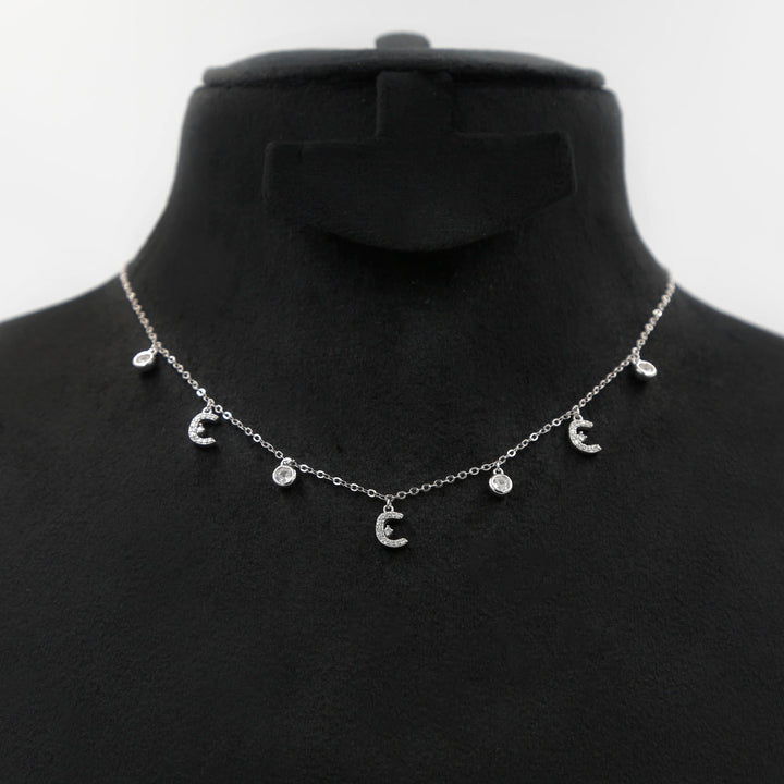 Elegant Sterling Silver Necklace with Arabic Letter ن - Glitter Collection
