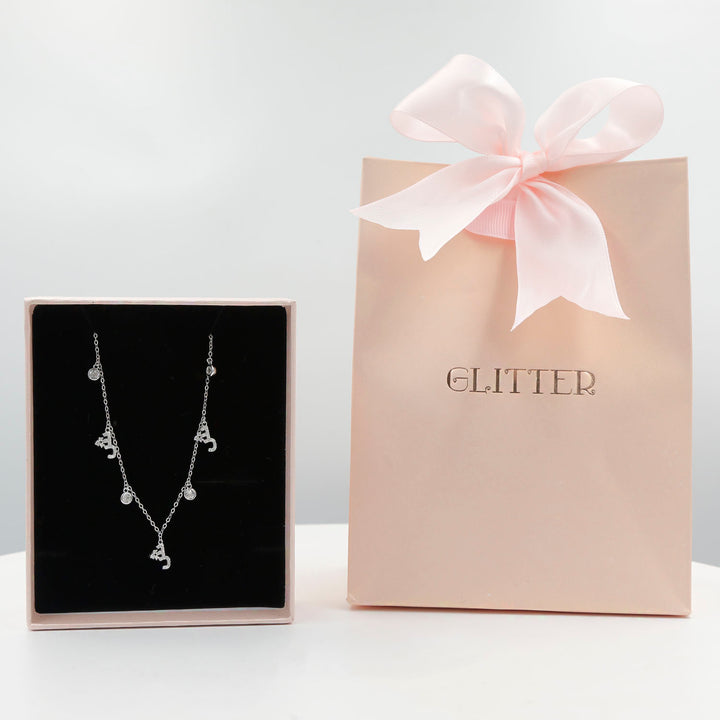 Elegant Sterling Silver Necklace with Arabic Letter ش by Glitter