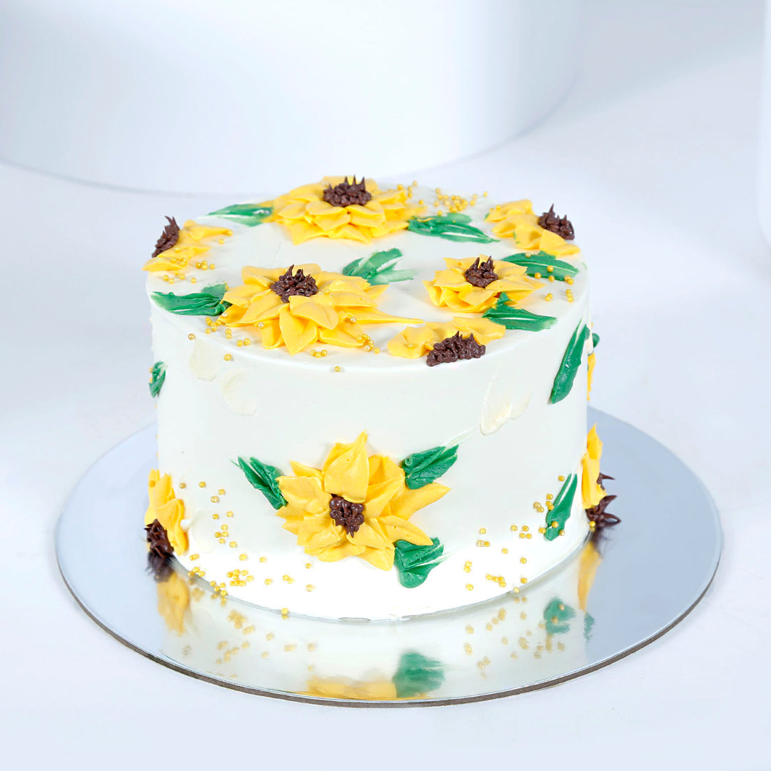 Delightful Sunflower Theme Chocolate Cake - Perfect for Celebrations