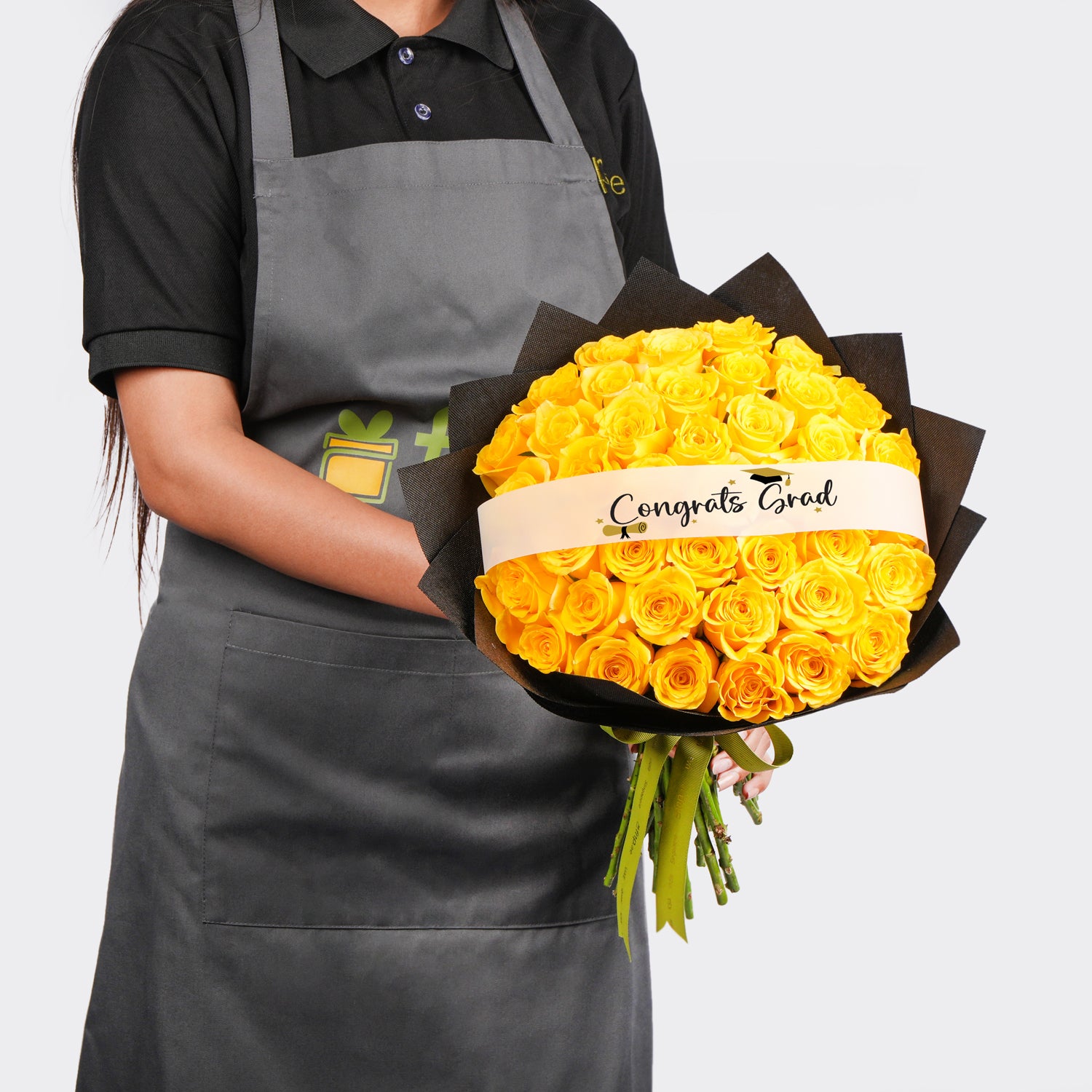 Radiant Yellow Graduation Rose Bouquet