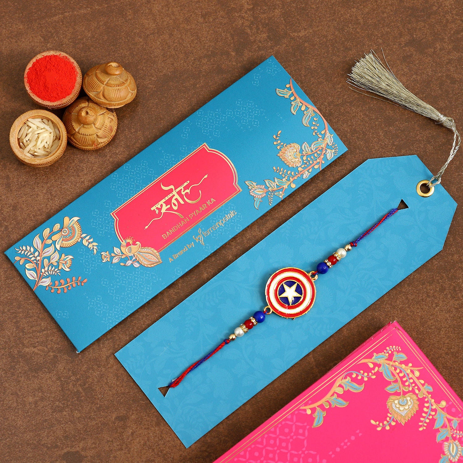Superhero Captain America Rakhi For Kids With 250 Gms Soan Papdi