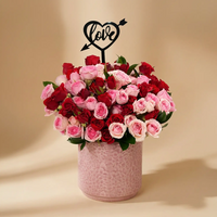 Sweet Embrace Red and Pink Spray Roses in Elegant Pink Vase