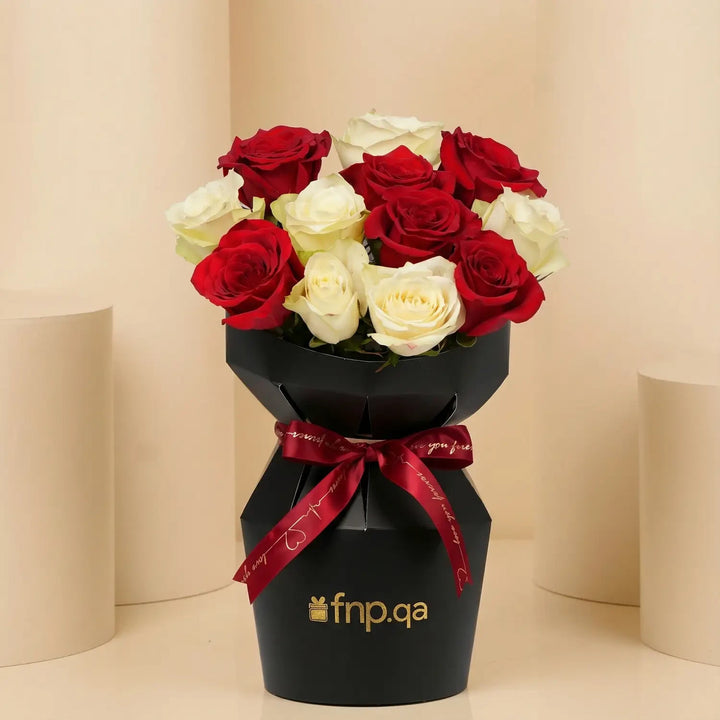 Elegant Peach and Red Rose