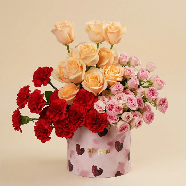 Sweetheart Floral Surprise Box: Elegant Roses & Carnations