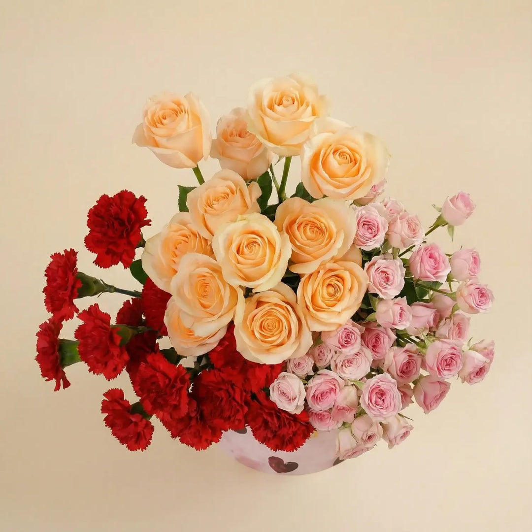 Sweetheart Floral Surprise Box: Elegant Roses & Carnations