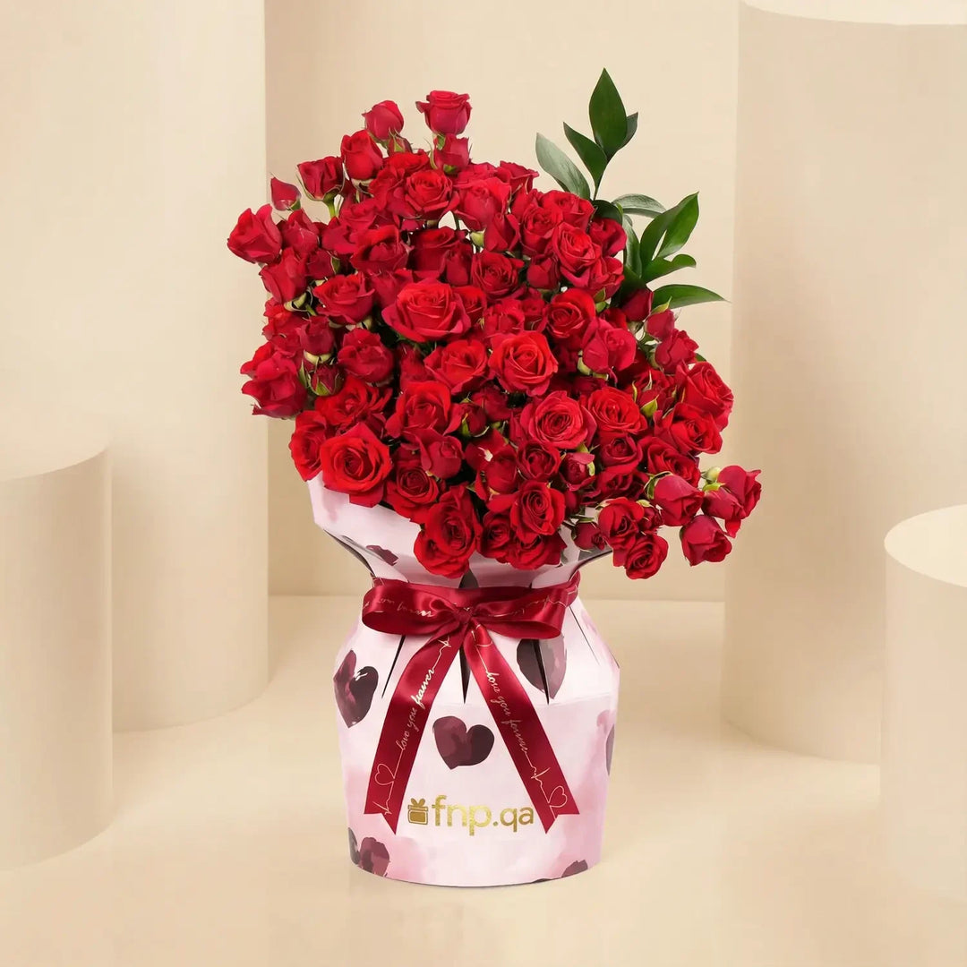 Romantic Valentine Red Spray Roses Bouquet