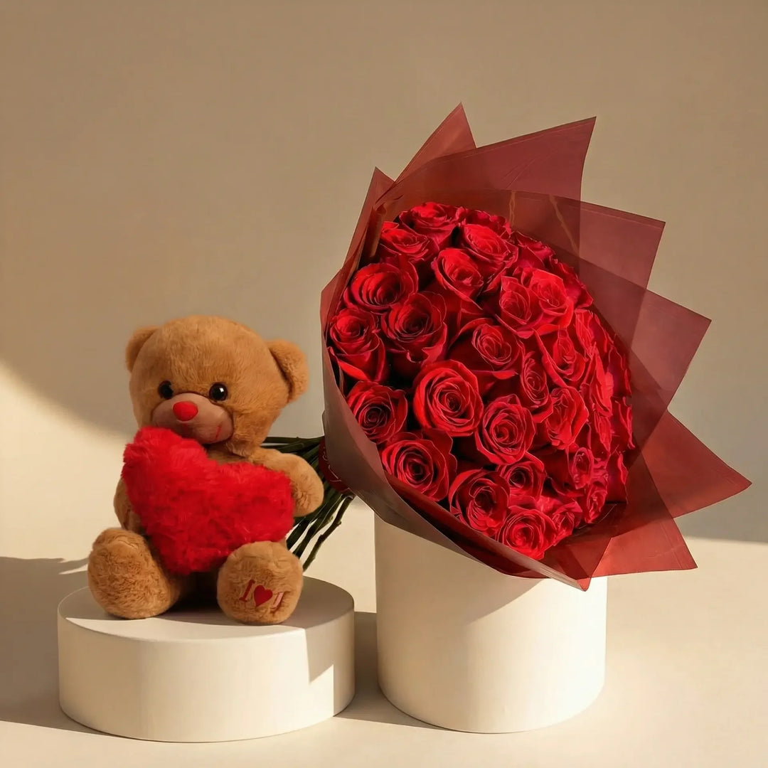 عندما يتحدث الحب: رائع من 35 وردة حمراء