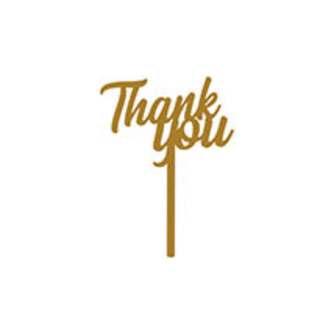 Elegant Gold Thank You Cake Topper