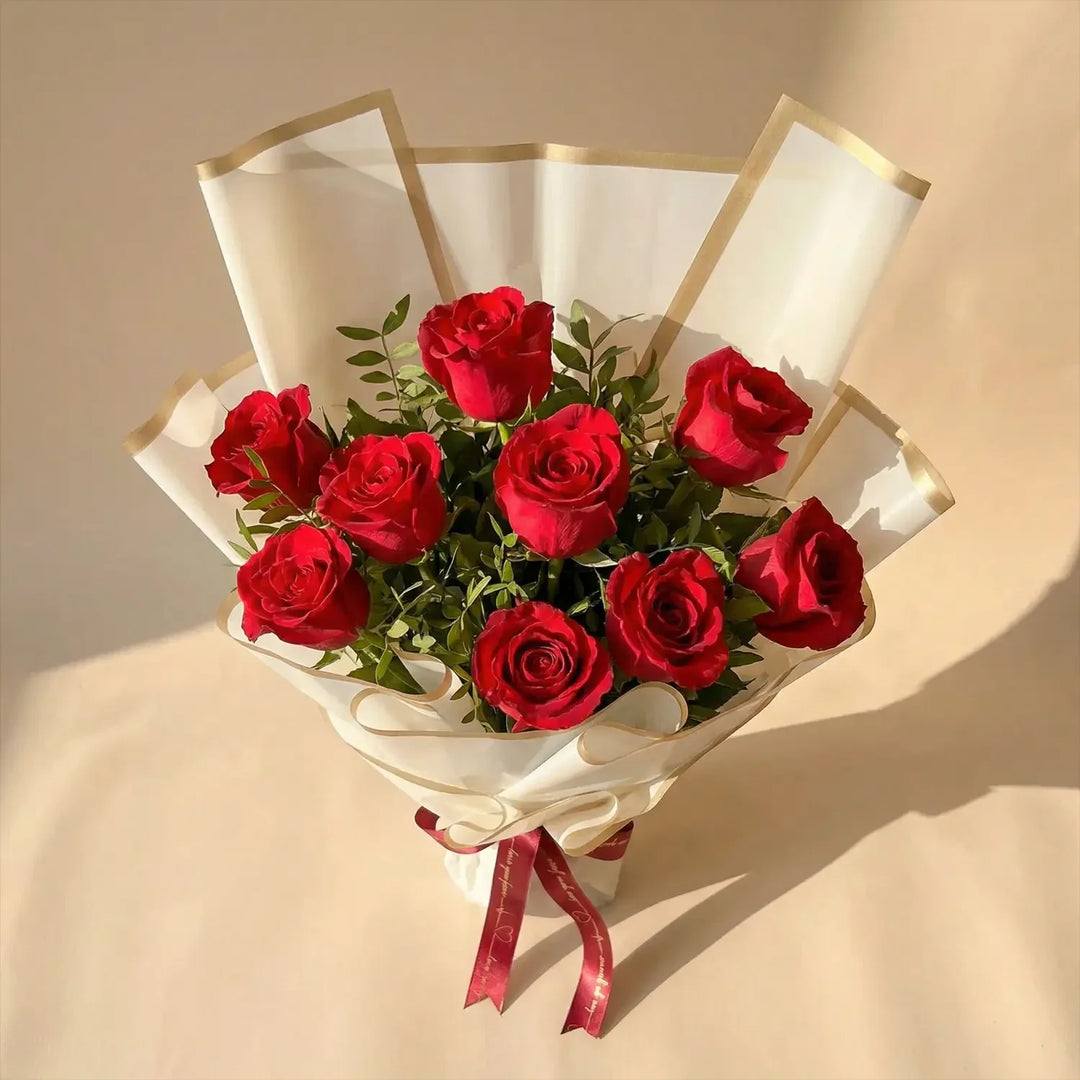 Elegant Valentine's Day 9 Red Roses