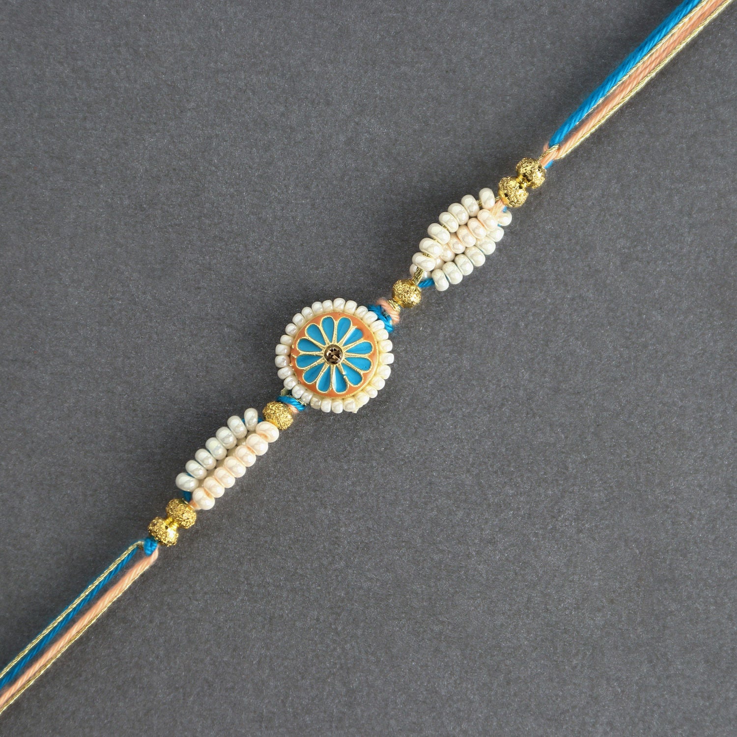 Blue Floral Meenakari Rakhi N Lindt Milk Chocolate