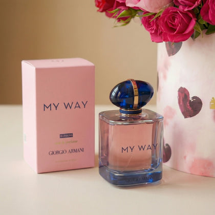 Romantic Elegance: Pink & Red Roses with Giorgio Armani Perfume