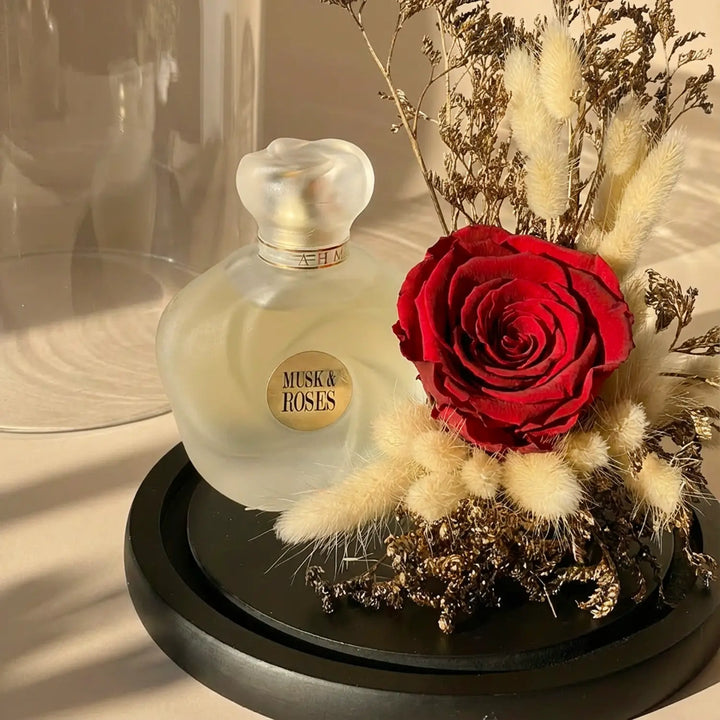 Eternal Elegance: Red Preserved Rose & Musk Perfume Dome