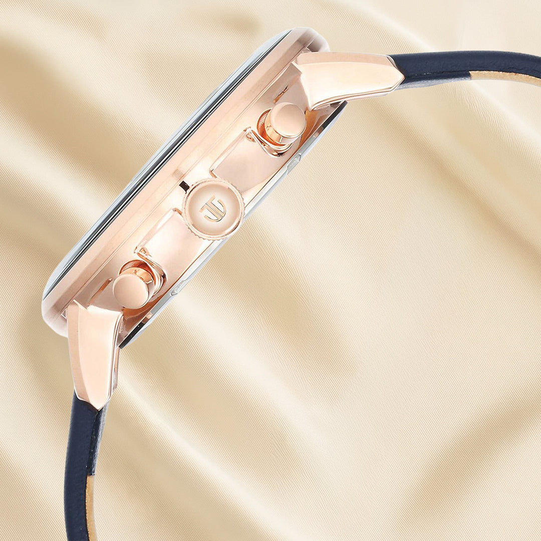 Titan Infinity Blue Dial Chronograph Watch with Leather Strap for Men - Elegance Redefined