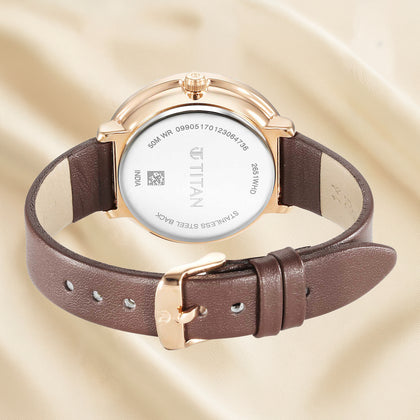 Titan Marhaba Women's Analog Watch with Silver-White Dial With Fresh Blooms